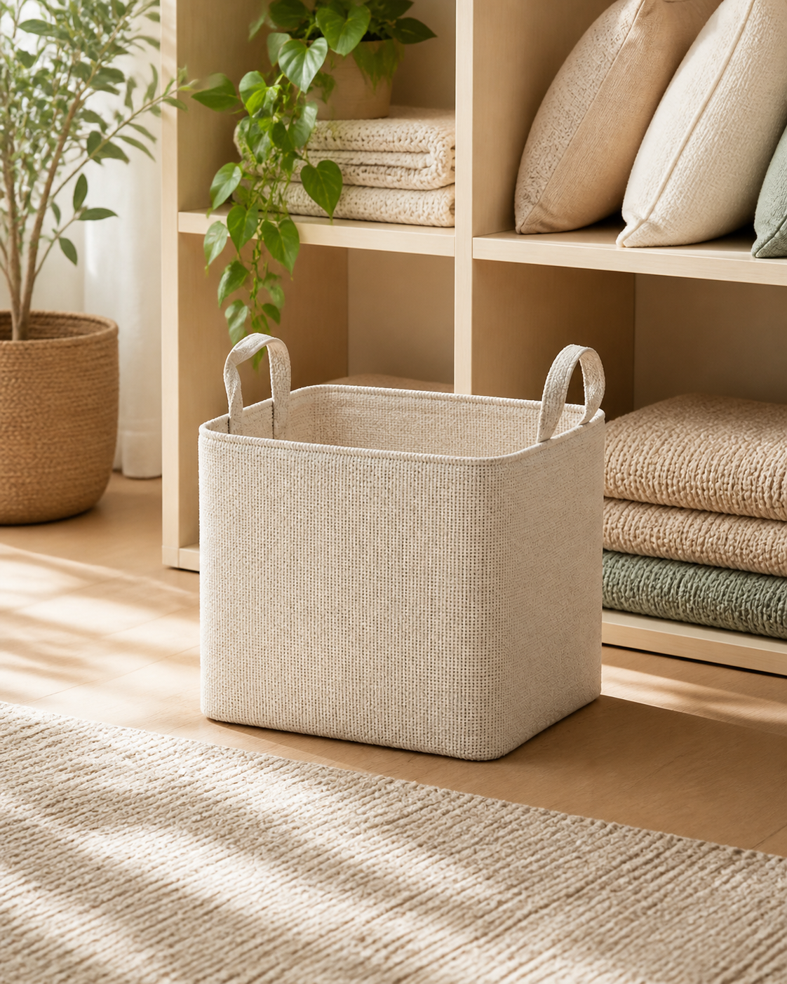 Karseno Oatmeal Fabric Storage Bin