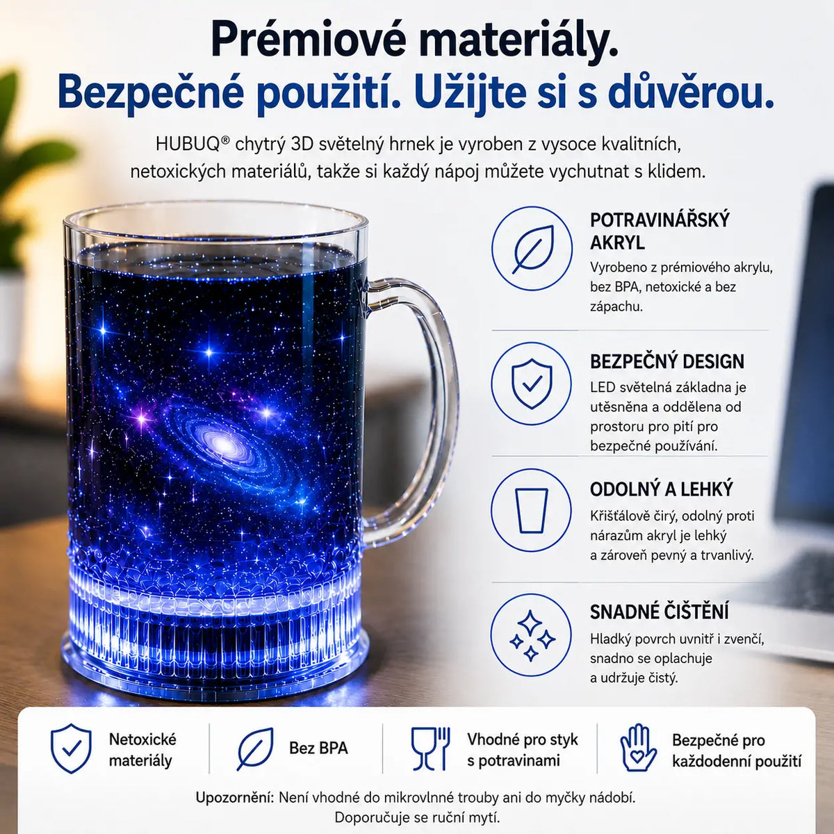 HUBUQ® Chytrá svítící akrylová sklenice