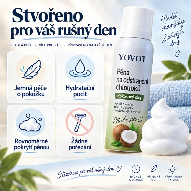 Yovot® depilačná pena v spreji – kokosový olej pre hladkú pokožku celého tela