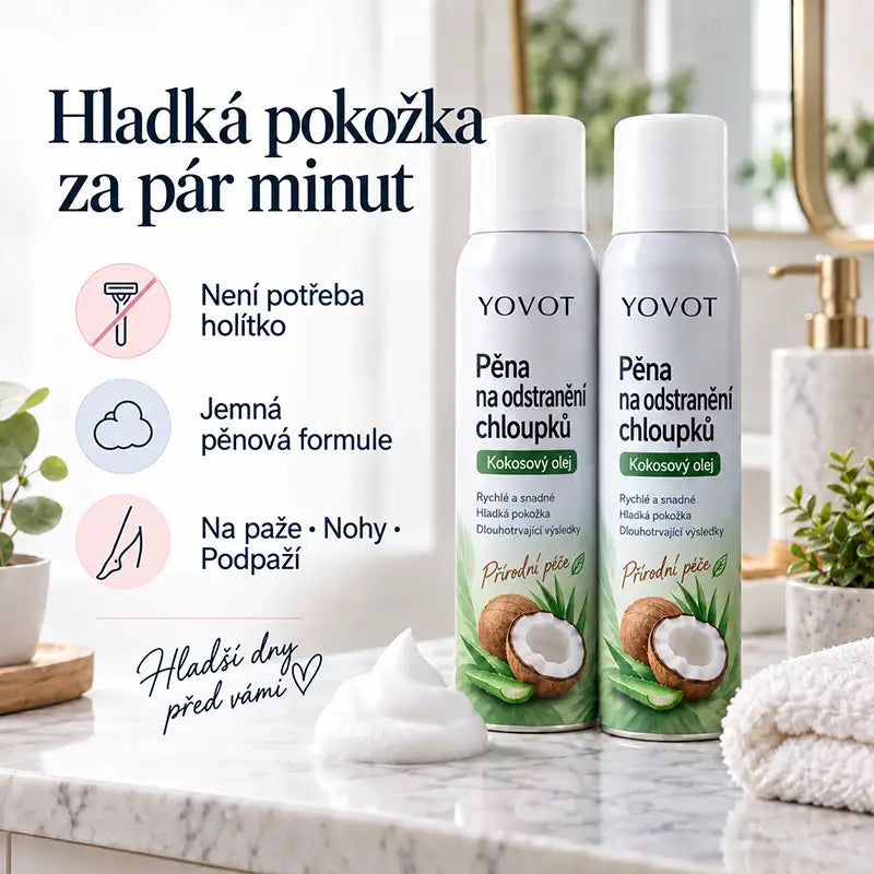 Yovot® depilačná pena v spreji – kokosový olej pre hladkú pokožku celého tela