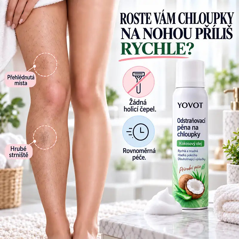 Yovot® depilačná pena v spreji – kokosový olej pre hladkú pokožku celého tela