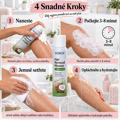 Yovot® depilačná pena v spreji – kokosový olej pre hladkú pokožku celého tela