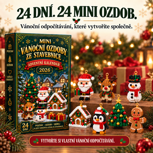 Adventní kalendář s 24 mini vánočními ozdobami ze stavebnice