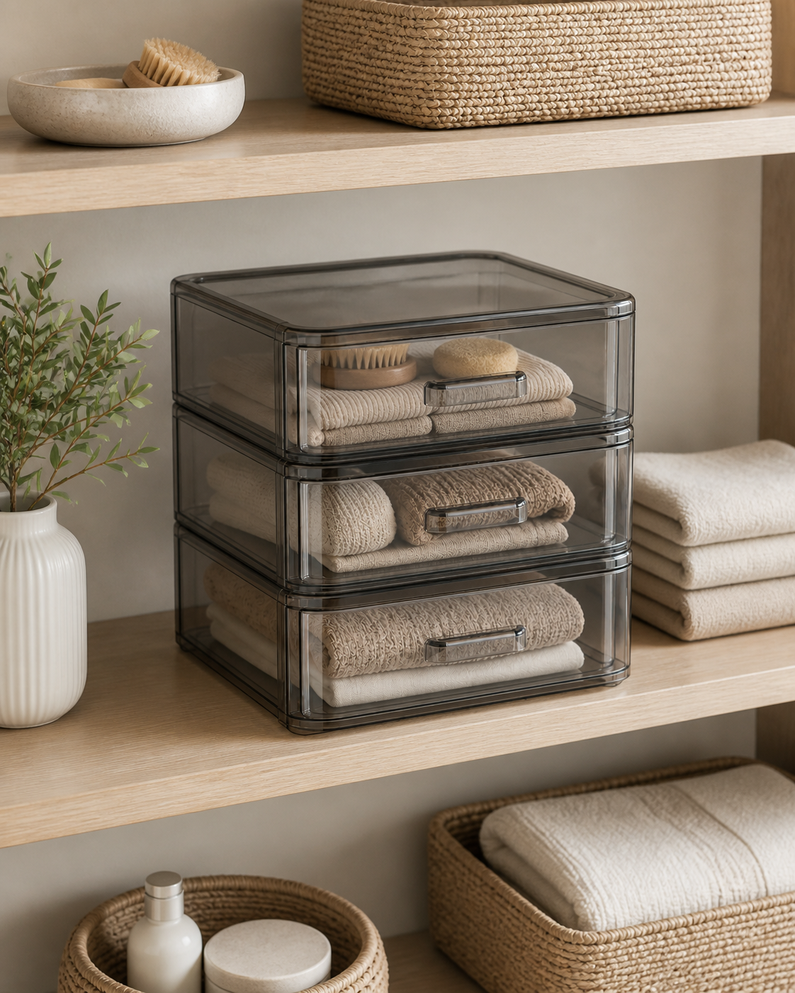 Karseno Clear Stack Drawer Organizer