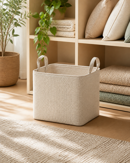 Karseno Oatmeal Fabric Storage Bin