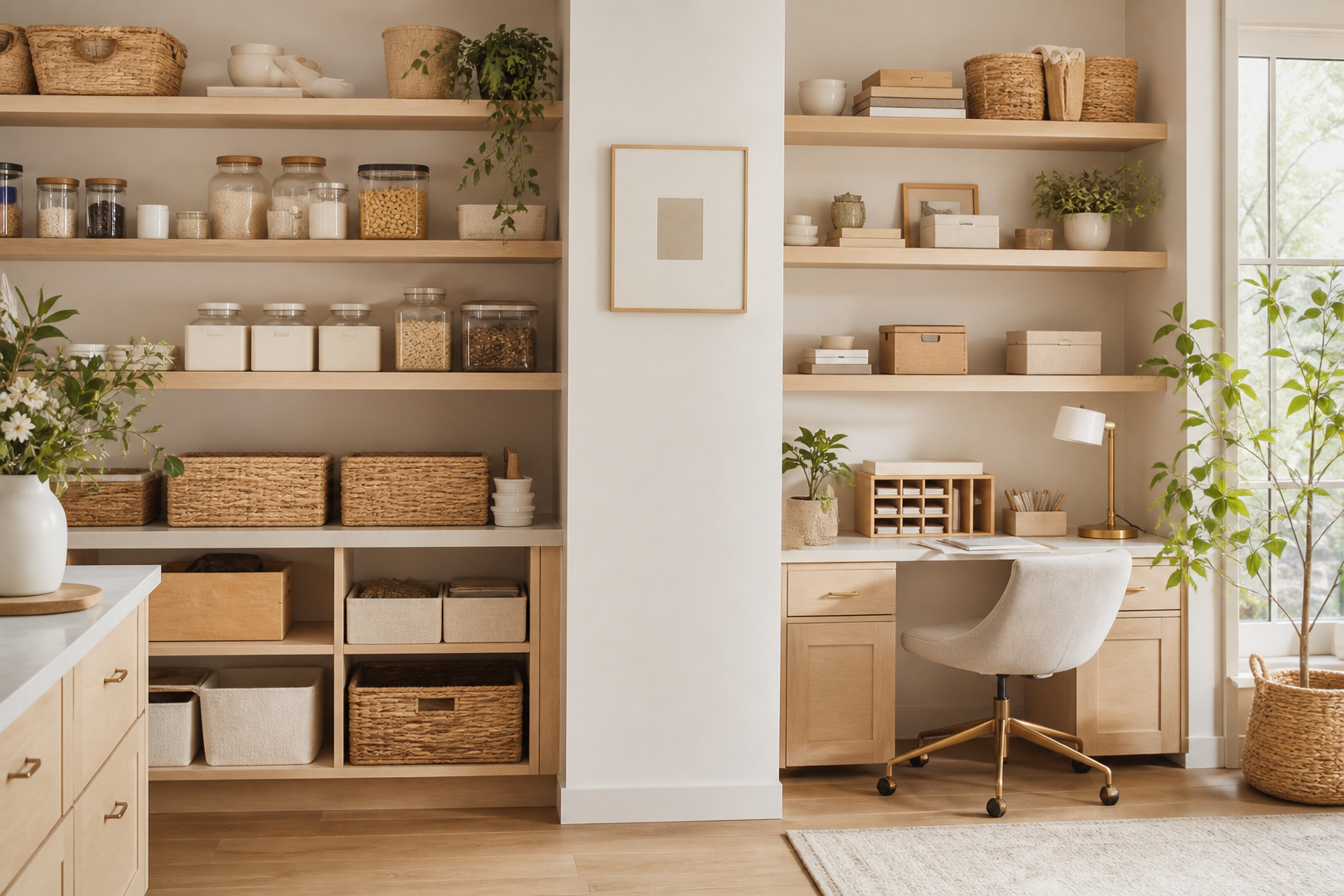 Organized closet and shelf scene